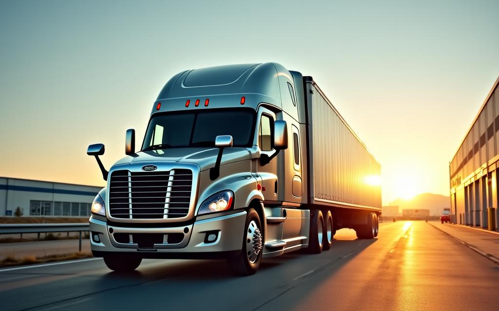 Modern freight truck on the highway